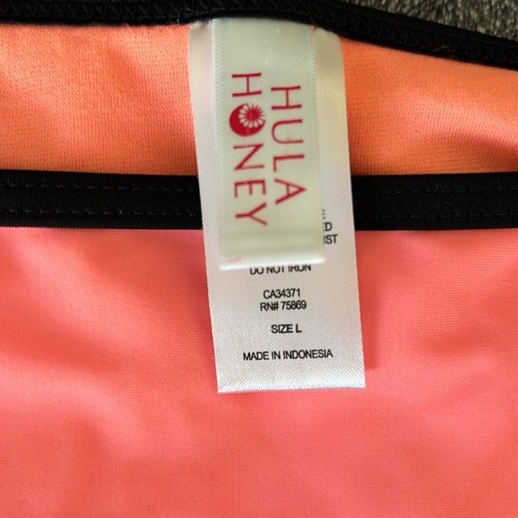 Honey Hula Neon Orange Bikini Bottoms with Pink in size Large - Picture 2 of 2